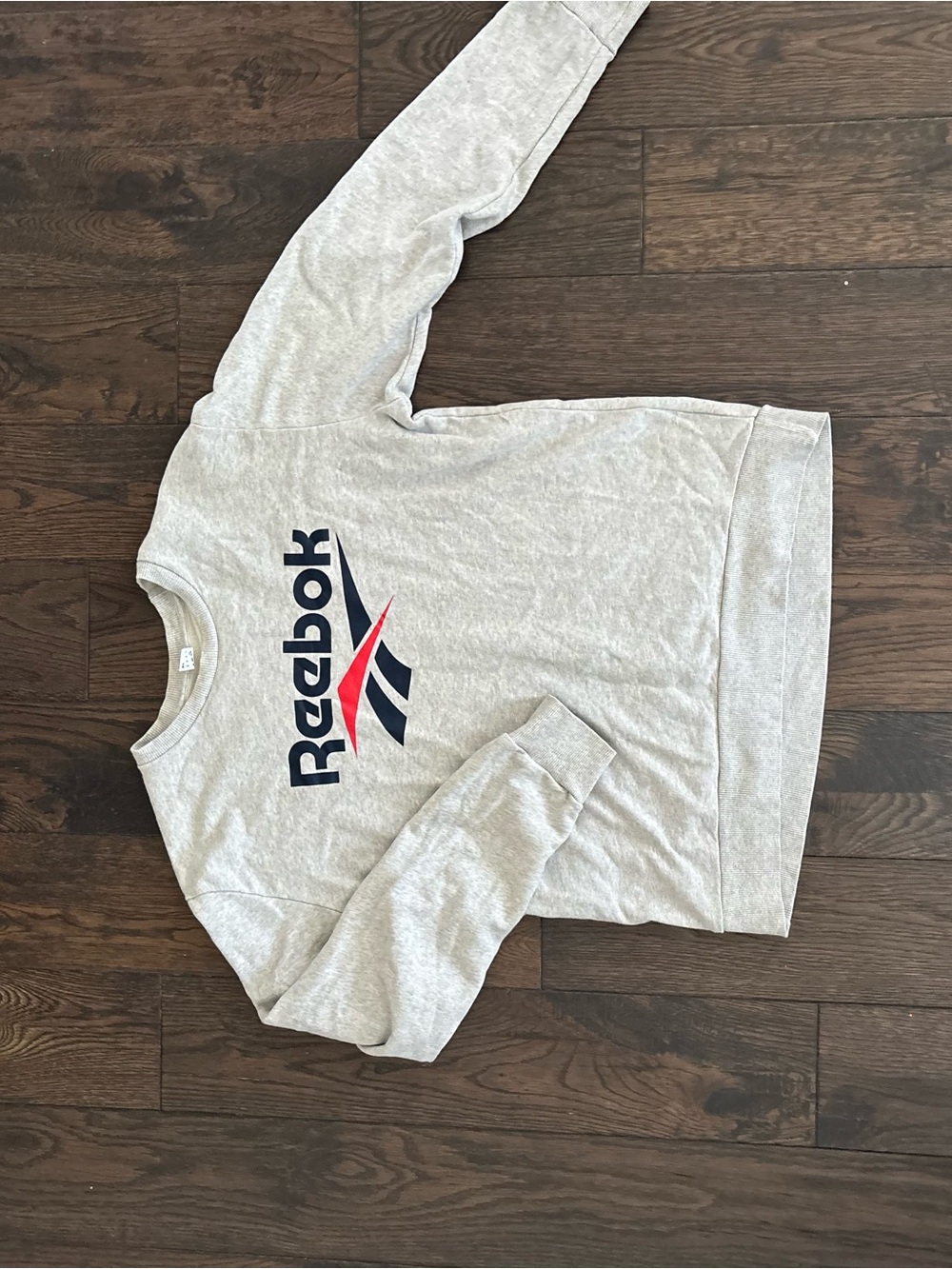 Reebok Light Gray Sweatshirt with Navy and Red Logo